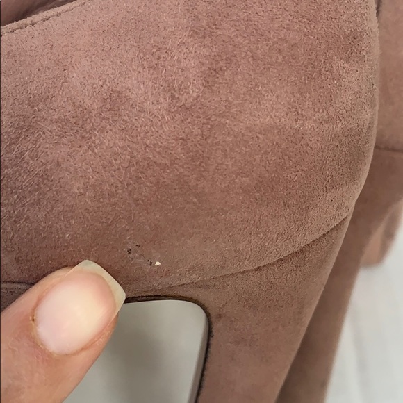 PRADA | Suede Crossover Blush Peep-Toe Pumps Sz 37 - Picture 14 of 16